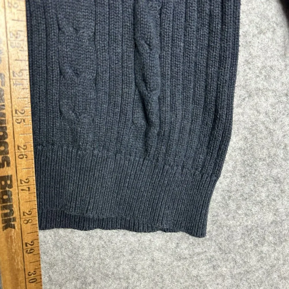 Vintage Eddie Bauer Cable Knit Sweater Mens Large Blue Cotton Crewneck Preppy